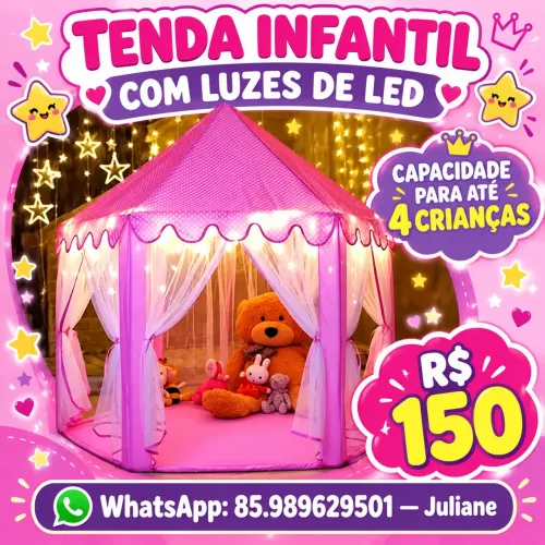 Tenda grande infantil com luzes de led