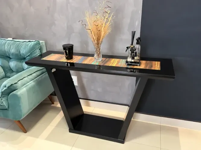 Aparador de sala preto Nell Móveis - modelo Aziz