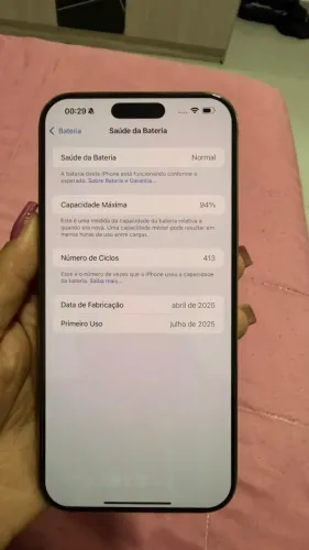iPhone 16 Pro Max 256GB Prata - 94% Bateria