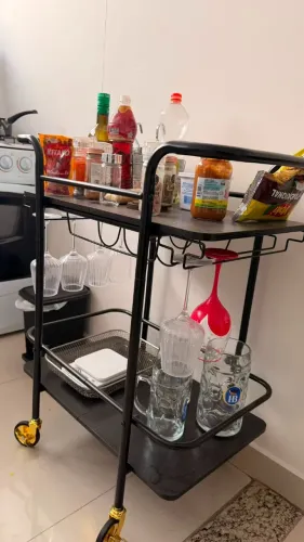 Carrinho Bar e Organizador Multiuso Industrial com Rodízios