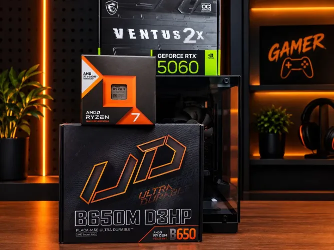 PC GAMER RYZEN 7800X3D 32GB DDR5+RTX5060 VENDO OU TROCO