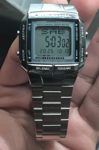 Relógio Casio Databank DB-360 Digital Prateado - Funcionando