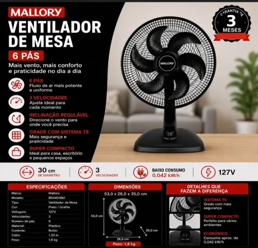 Ventilador Mallory 30cm