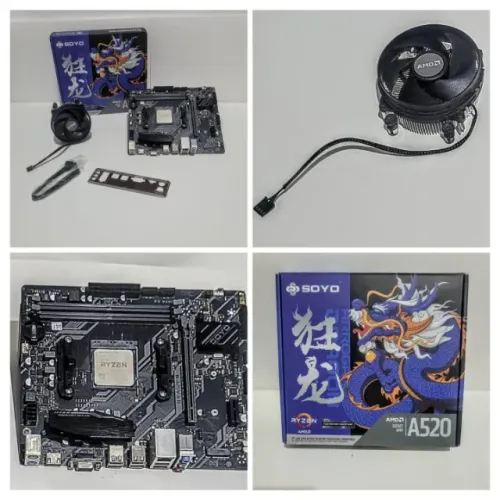 Kit Ryzen Upgrade AMD Ryzen 5 5500 + Placa Mãe SOYO A520M AM4 + Cooler