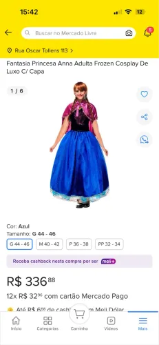 Fantasia Anna (Frozen) G adulto