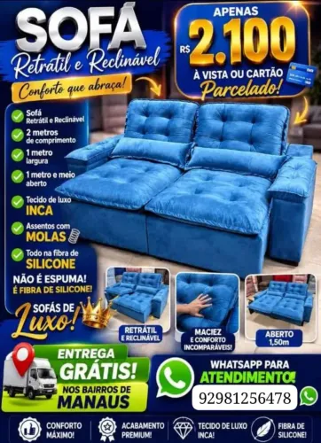 SOFÁ RETRÁTIL RECLINÁVEL