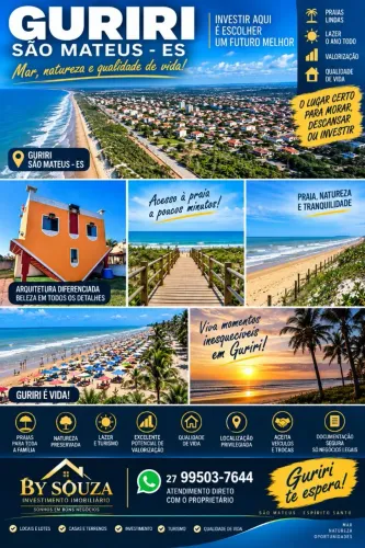 Lote praia, Guriri, Entrada de R$ 20 mil + Parcelas de R$ 5 mil | Financiamento Próprio