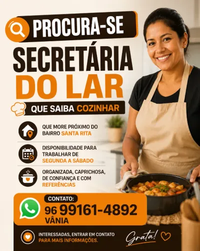 VAGA - SECRETÁRIA DO LAR