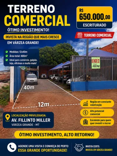 Terreno Comercial - Av. Sen. Filinto Müller - Várzea Grande, MT