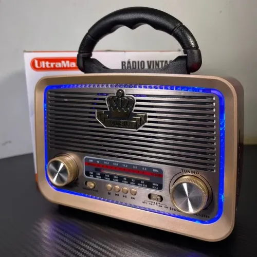 Rádio Retro Vintage Vermelho AM FM Bluetooth USB MP3 Portátil