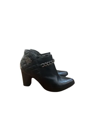 Bota Harley-davidson Feminina Salto Couro Preta