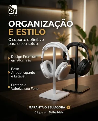 Suporte para Headphone Branco ou Preto