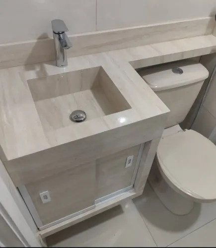 Pias com Armário em porcelanato sob medida