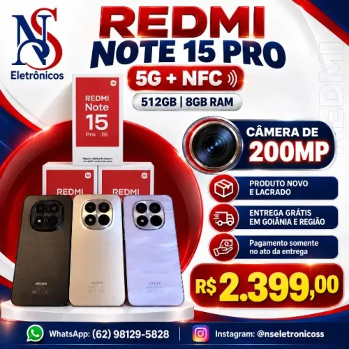 Xiaomi REDMI Note 15 Pro 5g - 8GB RAM 512GB ROM Lacrado Entregamos Gratis