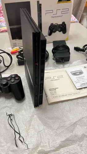 PlayStation 2 Slim Conservadíssimo + 1 (Um) Controle Original + Cai