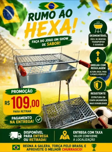 Churrasqueira Desmontável Com Regulagem Móvel Grelha