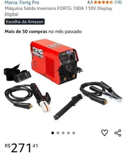 Máquina Solda Inversora FORTG 100A 110V Display (Lacrada)