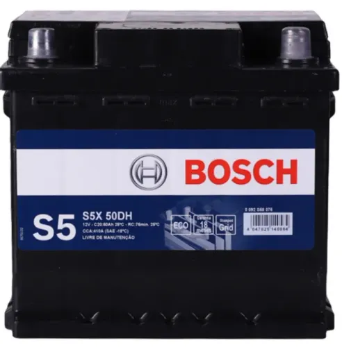 Bateria Automotiva Bosch S5X50DH 50AH 12V Free Selada CCA 410ah 10mes Garantia