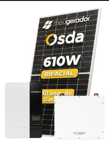 Kit completo com 10 placas solar off-gride com bateria lítio 