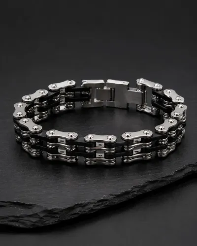 Pulseira Masculina em Aço Inox ? Estilo Moto / Corrente
