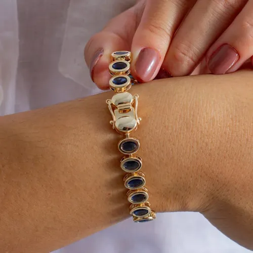 Pulseira Zircônias Azul Safira<br> Seja o primeiro a avaliar
