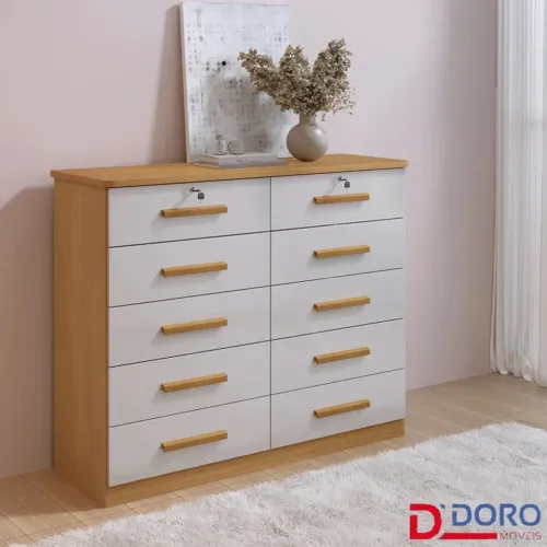 Cômoda Ryad Com 10 Gavetas Cinamomo/Off rf654