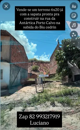 Vende-se um terreno e um ponto comercial localizado em Porto Calvo 