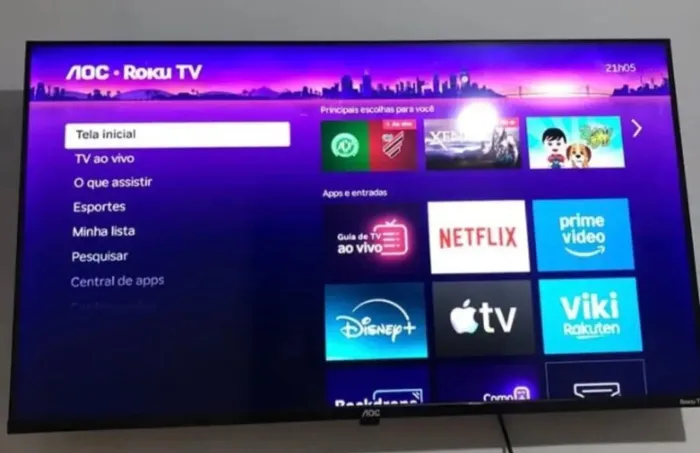 SMART TV AOK 42 ROKU TV com controle