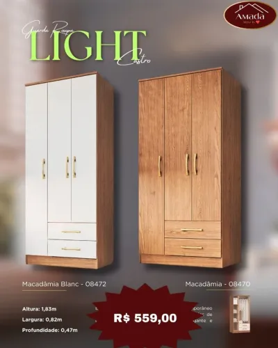 Guarda roupa Light Castro - à pronta entrega