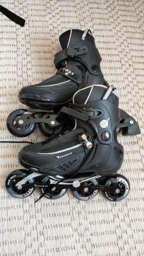 KIT: Patins TRAXART inline Fitness Jet PRETO - 84MM/82A Abec 7 - tam 6 (37/38)