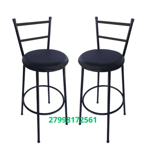 Banqueta Alta Cozinha Americana Gourmet Acabamento Pre Aço Preto