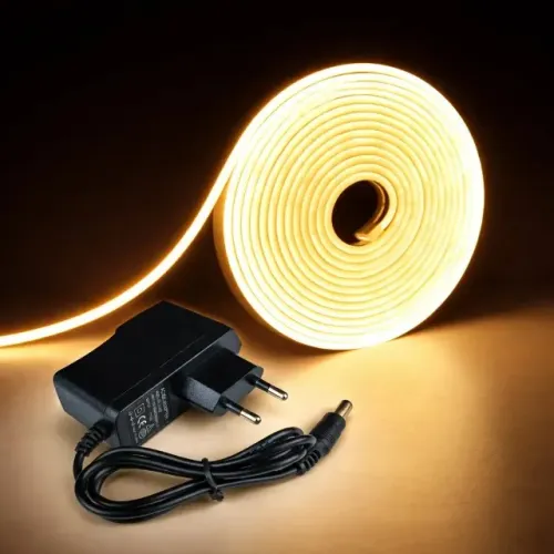 Kit Fita Neon Led 5m Flex Bivolt 3000K Branco Quente + Fonte