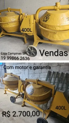 Betoneiras 400L , com motor, revisadas, garantia, 