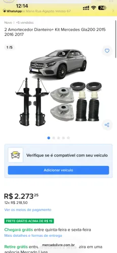 2 Amortecedor Dianteiro+ Kit Mercedes Gla200 2015 2016 2017