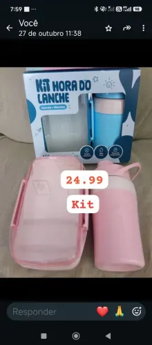 Kit 2 peças marmita térmica e cantil térmico 
