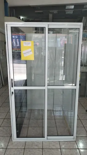 Porta de alumínio branco com vidro de correr 2.10x1.20 - Promoção Imperdível