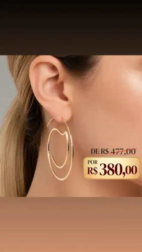 Argola grande, banhada a ouro 18k