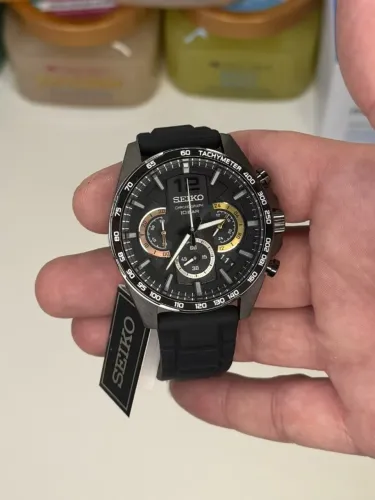 Relógio Seiko Cronógrafo SSB349P1 Preto Pulseira Silicone ? Novo, Sem Uso