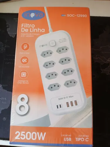 Extensão com 8 tomadas 3 USB e 2 USB-C e cabo de 2mts / MEGA PROMOÇÃO