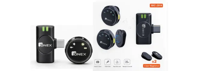 Microfone sem fio duplo tipo-c redução de ruido 