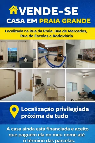 VENDE-SE CASA - BAIRRO MIRIM | PRAIA GRANDE - SP