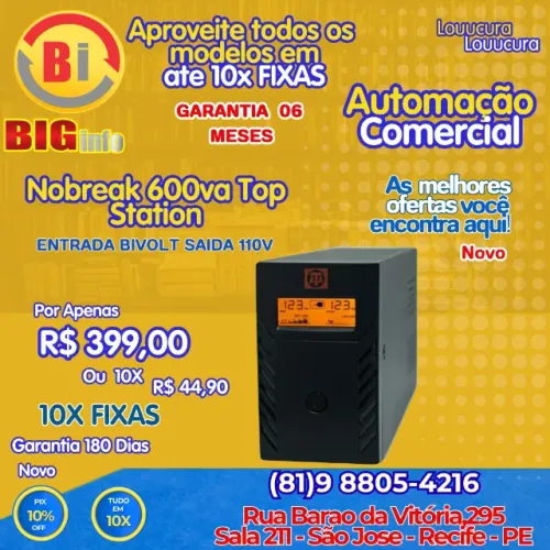 Nobreak 600va Top Station Entrada Bivolt E Saída 115v - Em ate 10x Fixas 