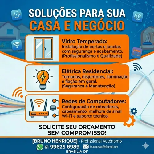 Instalação de Vidros, Elétrica e Redes de Computadores