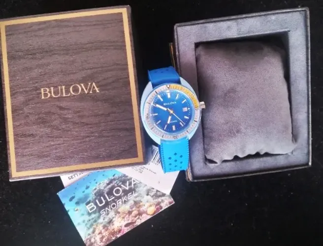 Relógio Bulova 'Snorkel' 98B445 - Cerâmica/Silicone Azul 41mm Quartz 2025 Novo