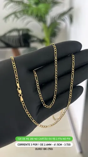 Cordão ouro 18 modelo 3 por 1