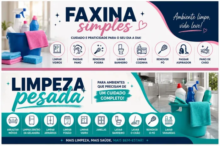 Faxina leve e pesada. Pós obras. Consultórios. Casas e apartamentos.