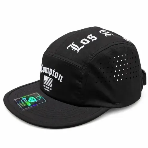 Boné Compton Los Angeles Preto Aba Reta Estilo Americano Hip Hop Streetwear com La