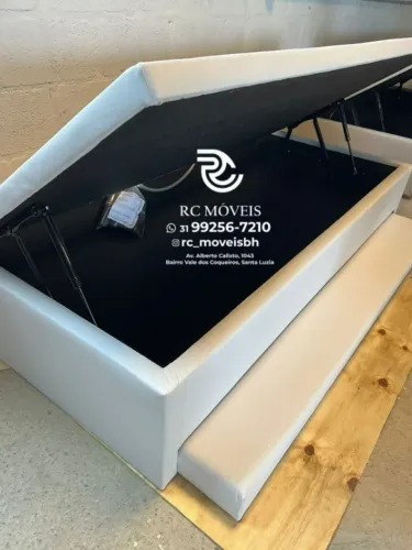 Cama box completa Baú Tamanho solteiro com Cama estruturada Auxiliar 88x1,88 D33 Baú Blin