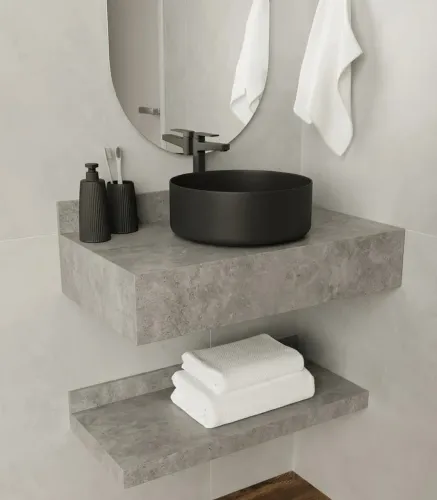 Kit Bancada e Prateleira em Porcelanato.