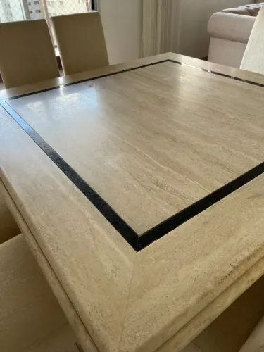 Mesa de Jantar de Marmore Travertino 8 lugares Ótimo Estado